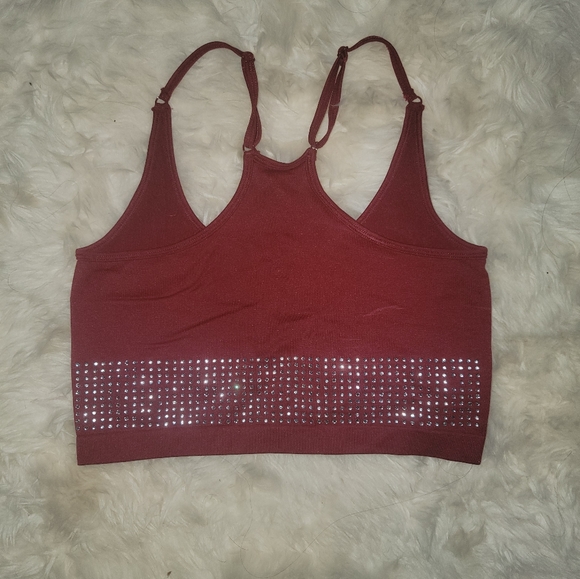 Bella Seemless red, blingy crop top in small - Picture 3 of 3